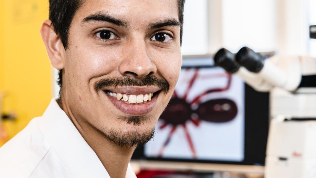 PhD student F. Andrés Rivera Quiroz hard at work on his research. 