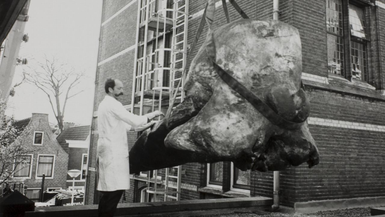 Wetenschapper met hijskraan