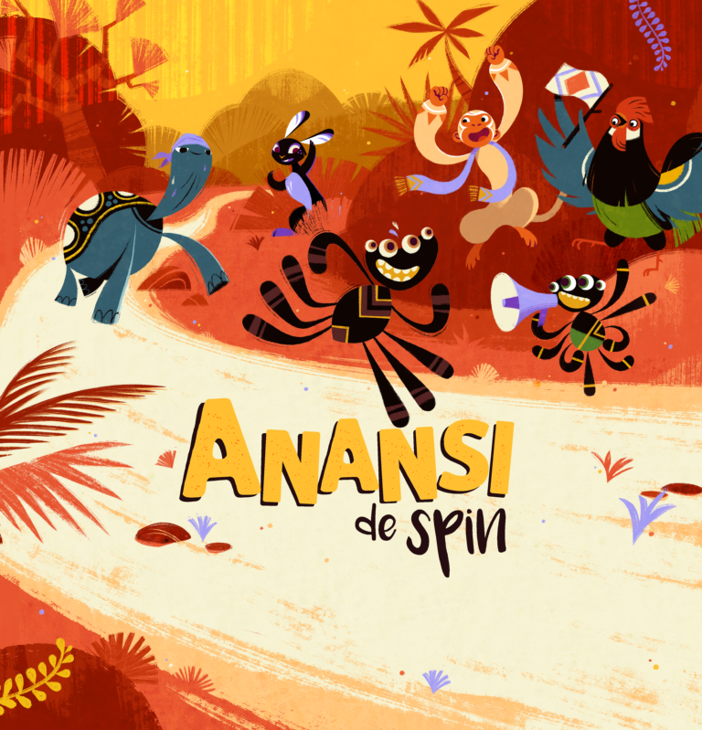 Cover van het boek Anansi de spin en de wedstrijd tegen schildpad
