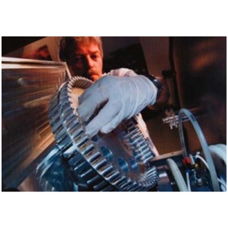 Wiel met grafietmonsters