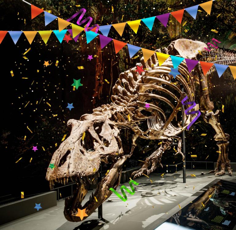 T. rex Trix with confetti